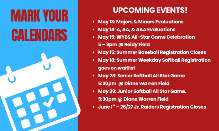 Save The Dates!!!